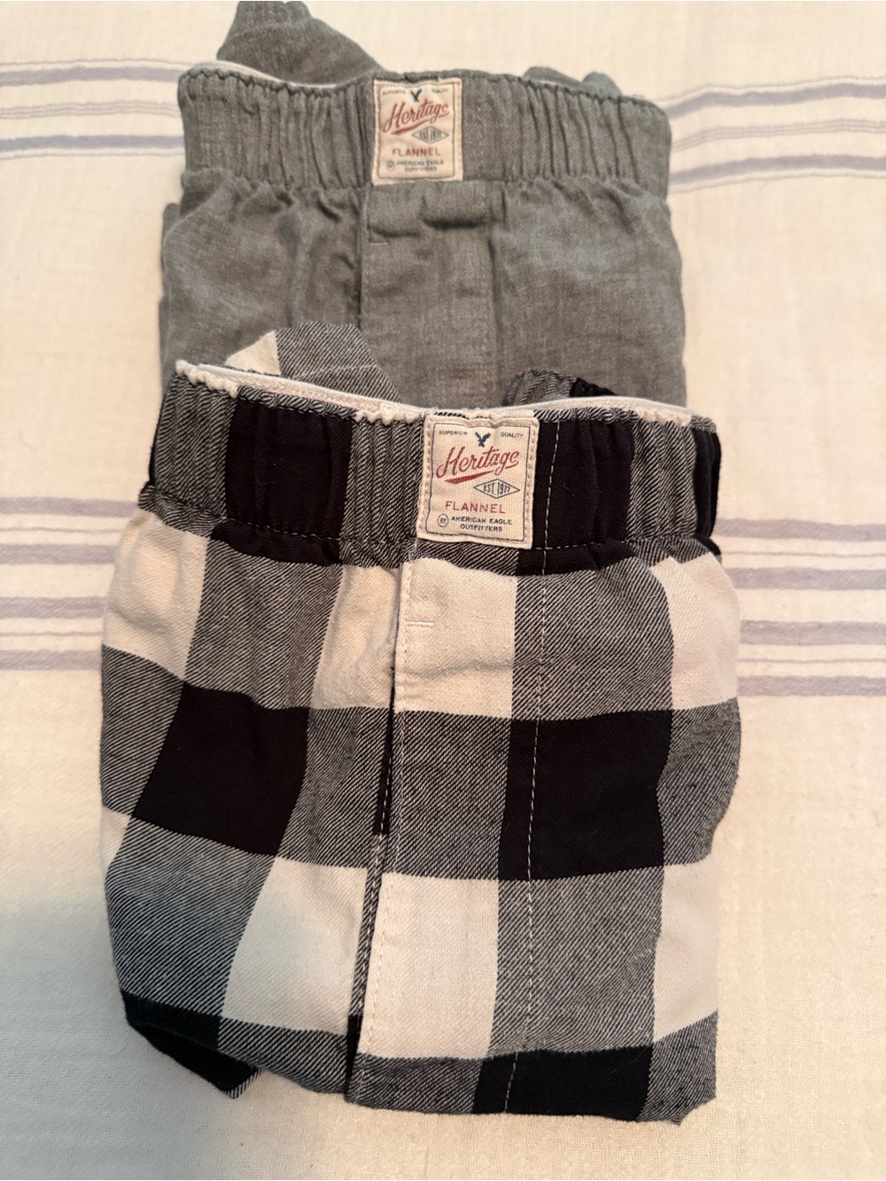 American Eagle Outfitters Black & Gray Plaid Flannel Boxers